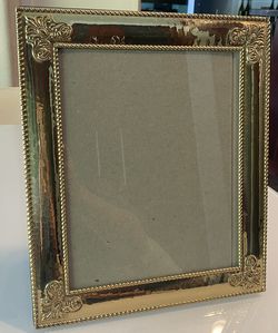 Vintage Ornate Hammered Brass Picture Frame.  Frame 12 1/4” x 10 1/4” Holds 9 1-1 x 7 1/2” photo 