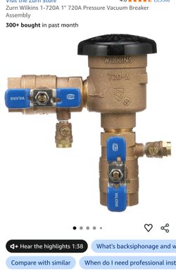 Zurn Wilkins 1-720A 1" 720A Pressure Vacuum Breaker Assembly
