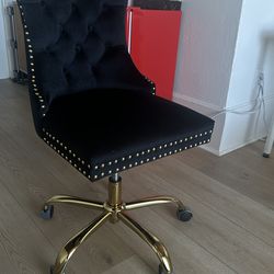 Velvet Black and Gold Chair