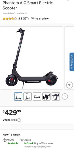 $239.99 PHANTOM A10 SMART E-SCOOTER
