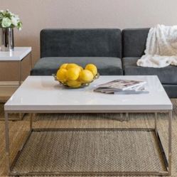 Coffee table - White Top, Metal Base Square Coffee Table