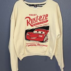 Disney Pixar Cars Lightning McQueen Sweatshirt Women Large Crewneck Pullover NWOT
