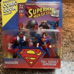 Superman action figure and comic book