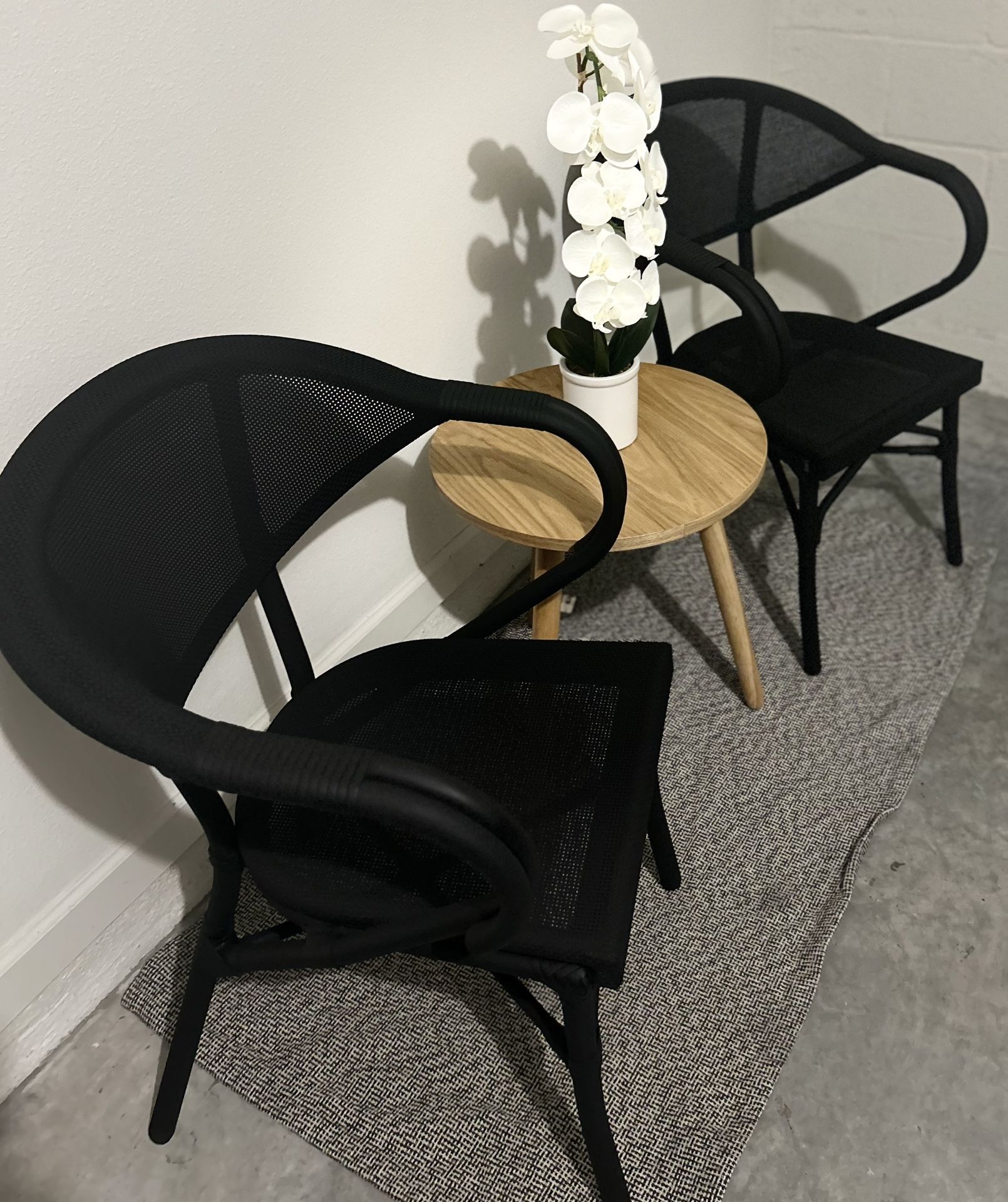 Striking Set Of Black Bistro Style Chairs