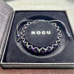 Gently Used Oil Slick and Black Chain Mail NOGU Bracelet with Box