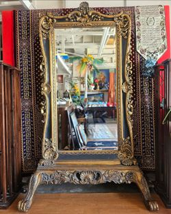 Faux Rococo Style Large Free Standing Mirror
