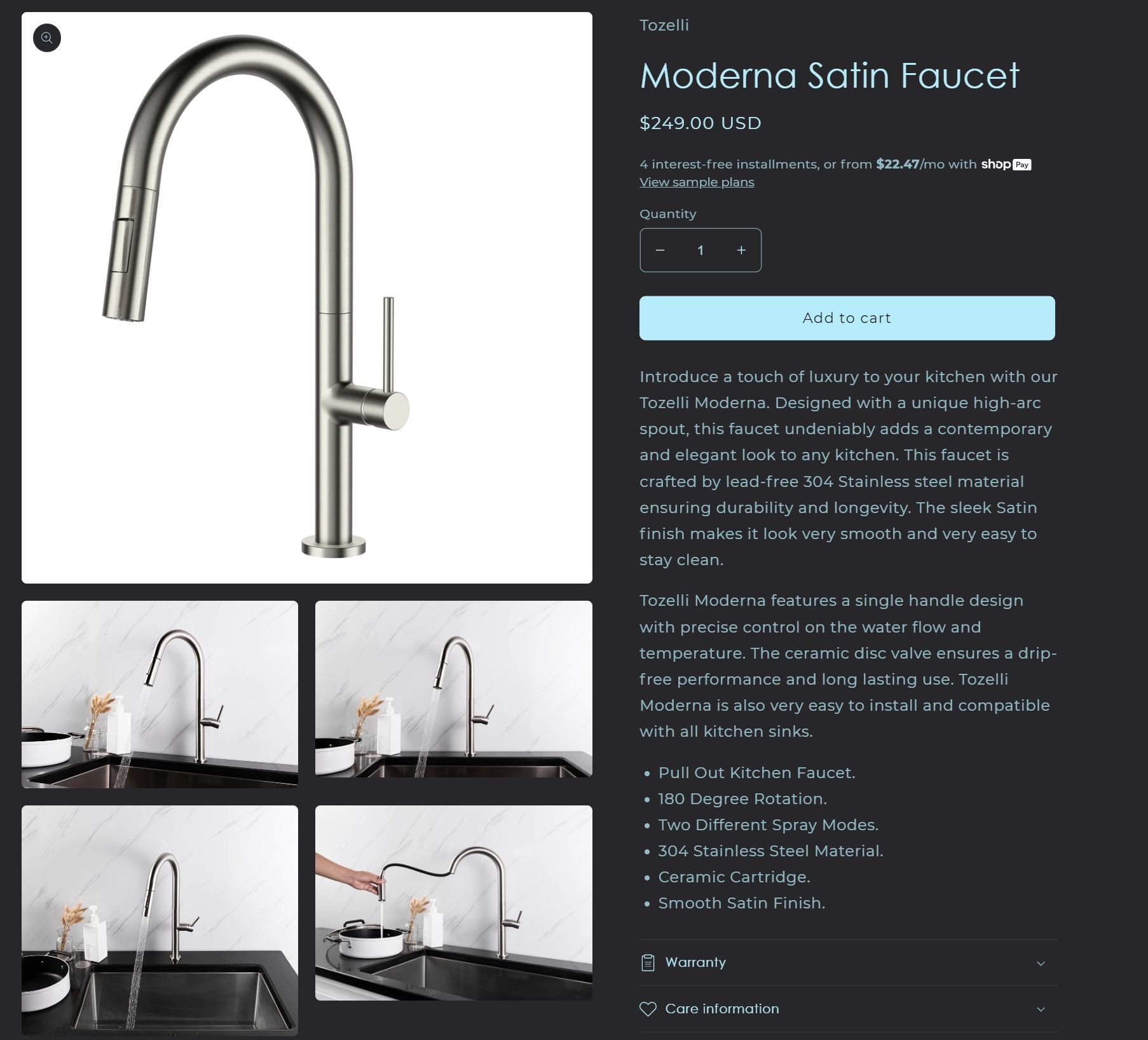 Tozelli - Moderna Satin - Kitchen Faucet