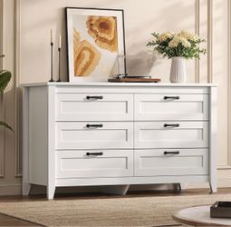 White 6-Drawer Double Dresser