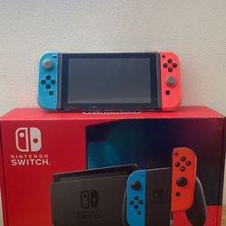Nintendo Switch with Neon Blue and Neon Red Joy‑Con