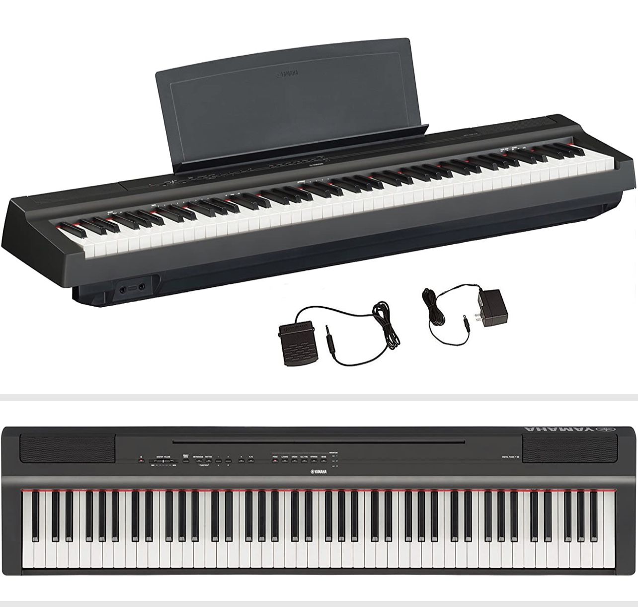 YAMAHA P125 88-Key Weighted Action Digital Piano with Power Supply, Sustain Pedal, Wooden Furniture Stand, and a dust cover!