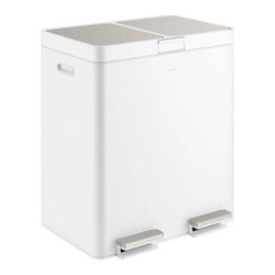 New in box Kohler 82L Dual Bin Step Trash Can in white. Sells at costco for $240 plus tax.