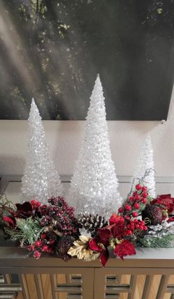 Set of 3 Glitter Trees with Colour Changing LED Lights