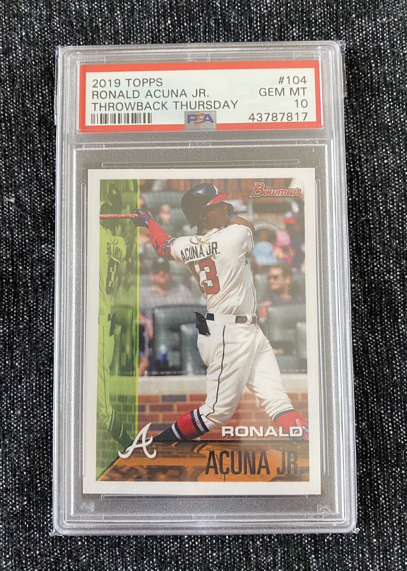 2019 Topps Throwback Thursday Ronald Acuna Rookie Baseball Card. PSA 10!