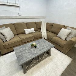 $650 OBO Beige / Tan Sectional for Sale. FREE DELIVERY! 