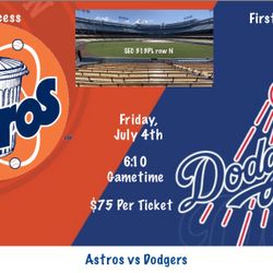 7/4 - Los Angeles Dodgers Vs Houston Astros Tickets @ Dodger Stadium