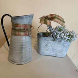 Distressed Pitcher And Bucket