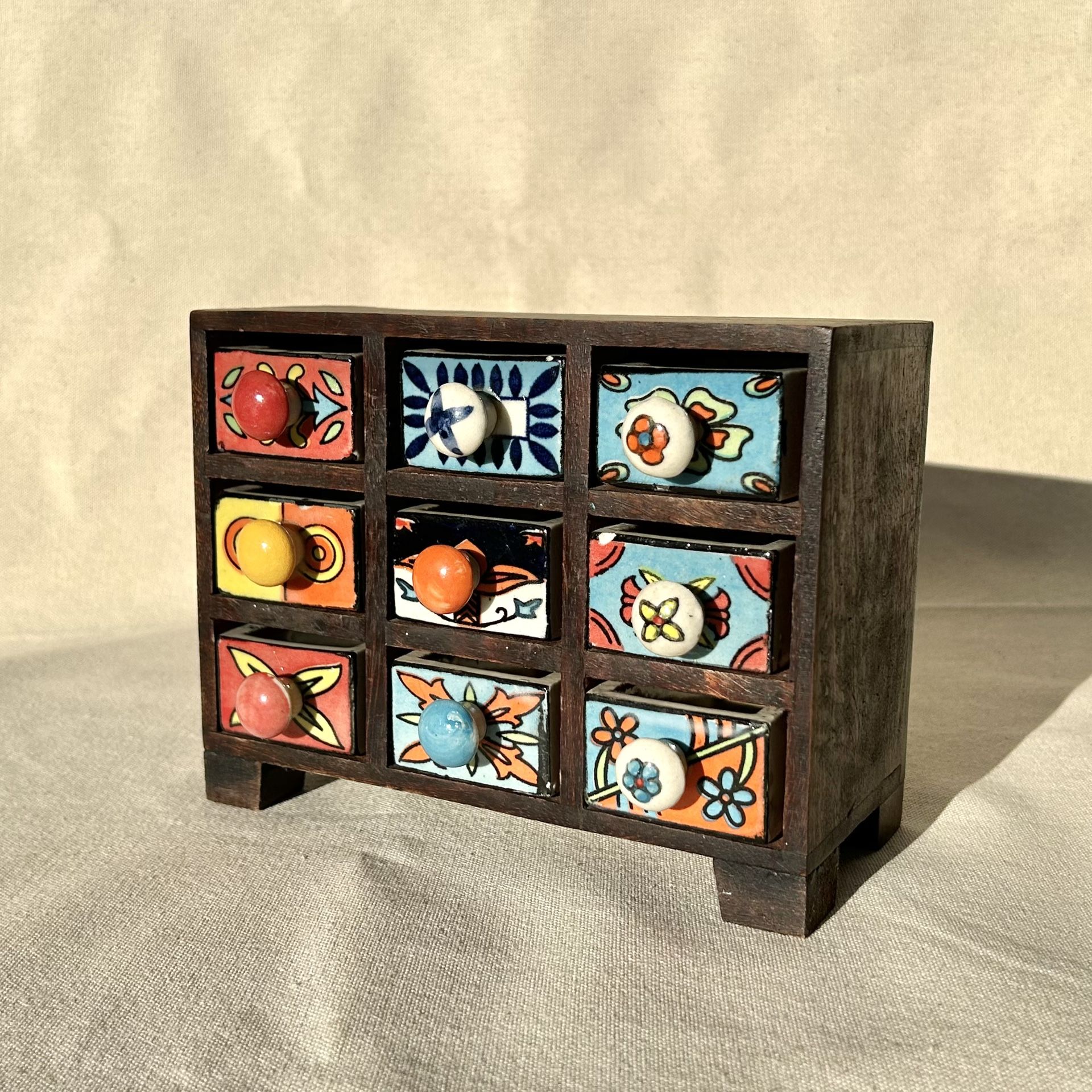 Vintage Spice Box, Stash Box, Apothecary Drawers, Handmade In India