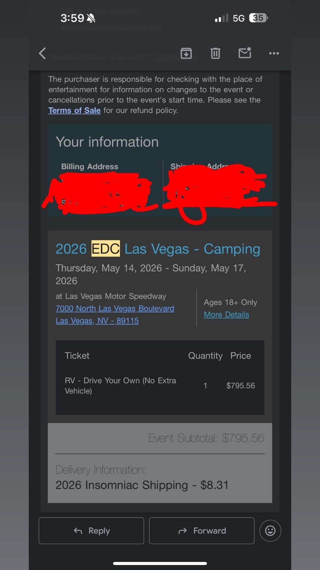 EDC LAS VEGAS 2026 RV PASS FOR SALE