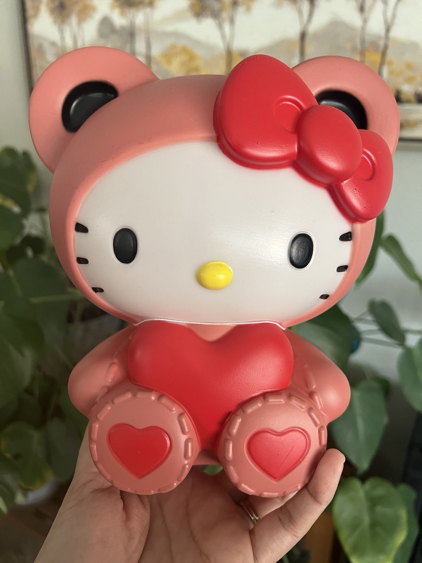 New Light Up Valentines Red Pink Heart Hello Kitty Light Up Blow Mold 8x10in