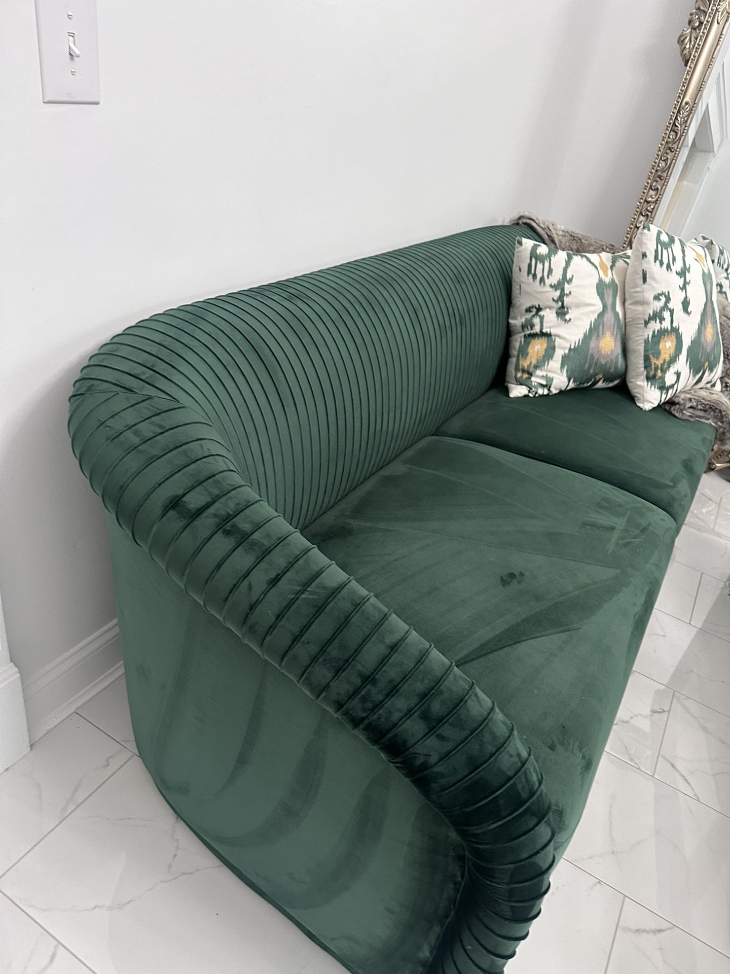Emerald Green Suede Microfiber Sofa