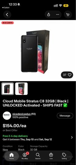 Cloud Mobile Stratus C8 Black Smartphone