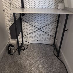 White Faux Marble Office Desk