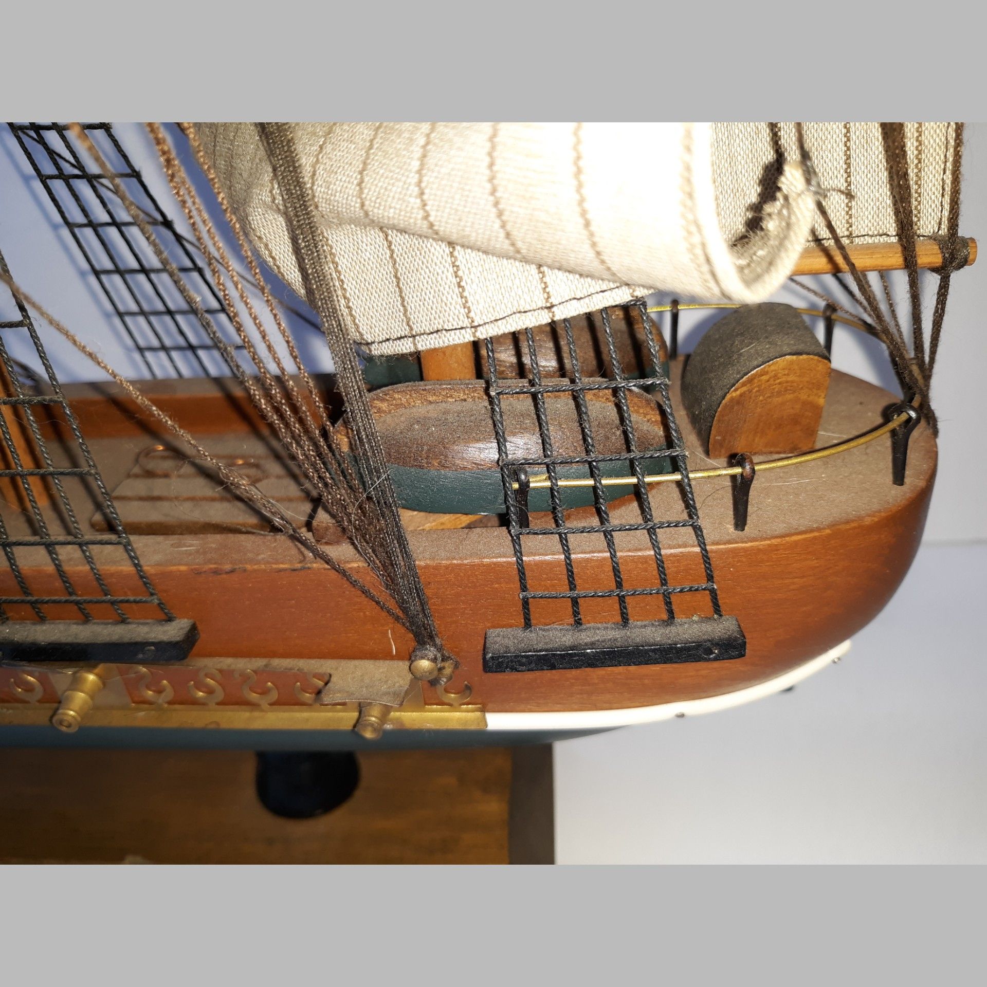 Tall Ship Model USS Valiant Wood Canvas Sails