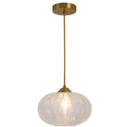 KCO Lighting Clear Ribbed Glass Pendant Light Vintage Brass Gold Pendant Lighting Large Globe Pendant Lights Kitch