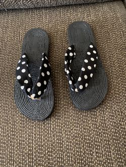 New! Black and white polkadot flip-flops. Read description for details and location.
