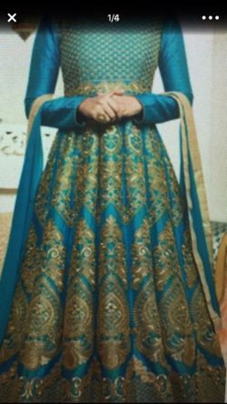 Indian gown with chudidhar pants and dupatta