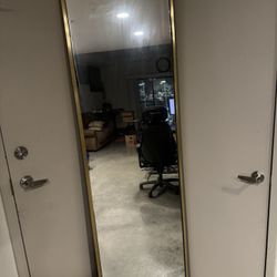 Gold frame Tall Mirror, 7ft by 2ft, on roller (excellent condition)