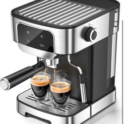 Espresso Machine 20 Bar, Professional Espresso Maker With Auto Milk Frother, Home Compact Espresso Coffee Machine With Led Touch Screen, 61OZ Removabl