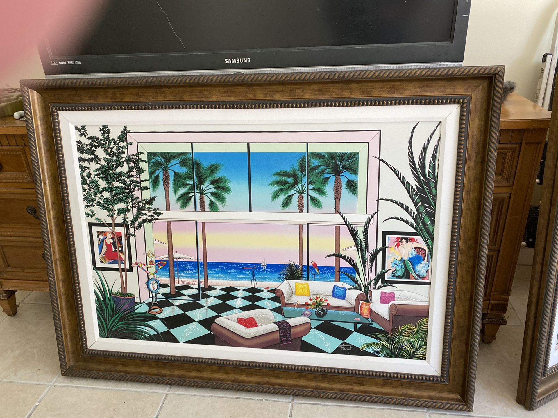 2 large canvas paintings nicely Franed