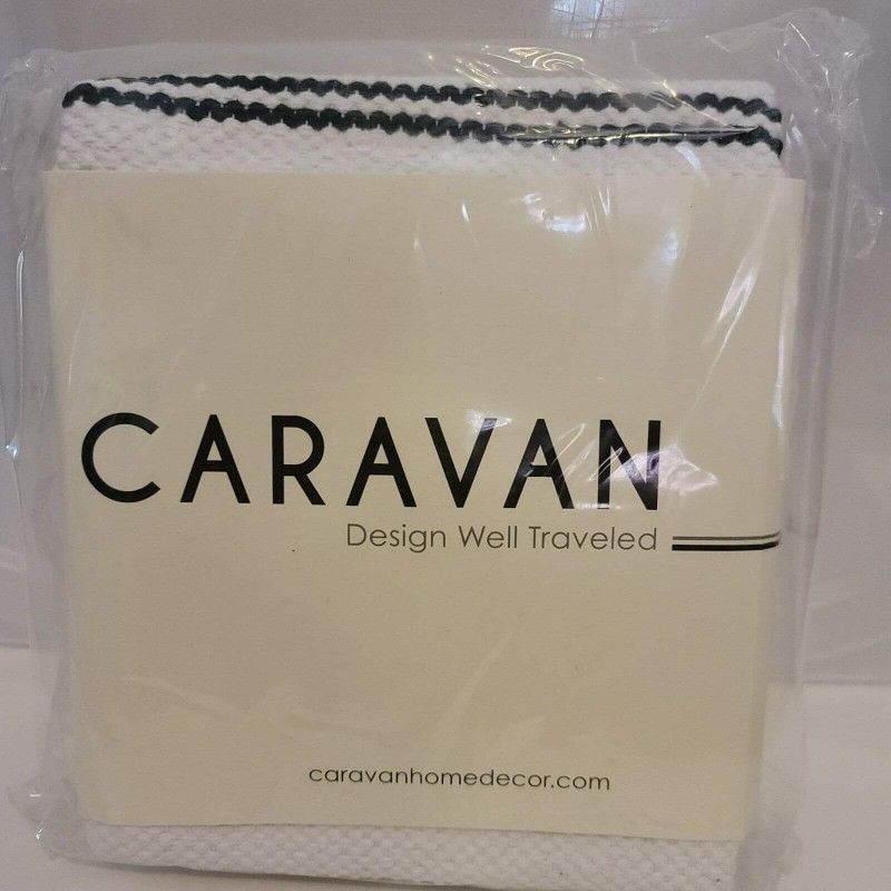 Caravan Bohemian Diamond Woven Cotton Rug Black and White FabFitFun 21"x34" NEW