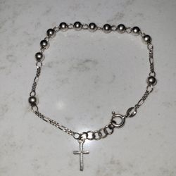 Italian Sterling Silver Bracelet With Cross