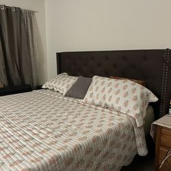 King size upholstered bed frame with mattress