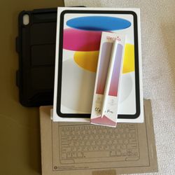 Apple iPad 10th Generation (2022 model /new Open Box ) 64GB Wi-Fi + Cellular with pencil, keyboard & case 