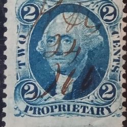 U.S Rev. First Issue Blue Washington 2 Cent Stamp 