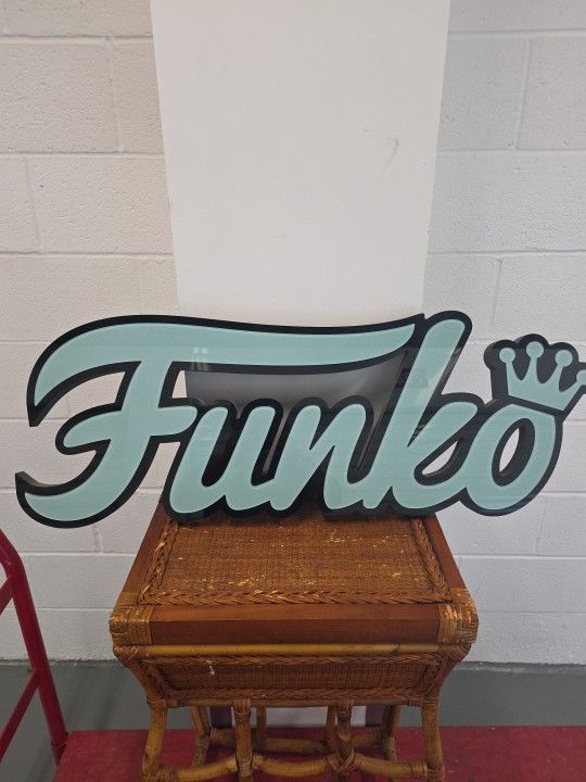 Rare & HTF  Funko Store Display Sign Retail Advertising Logo Teal Crown 33”
