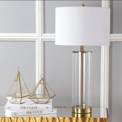 Gold Lamp with White Fabric Shade (23.5”)