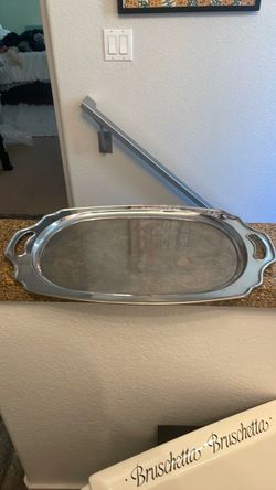 Silver Oval Serving Tray with Handles