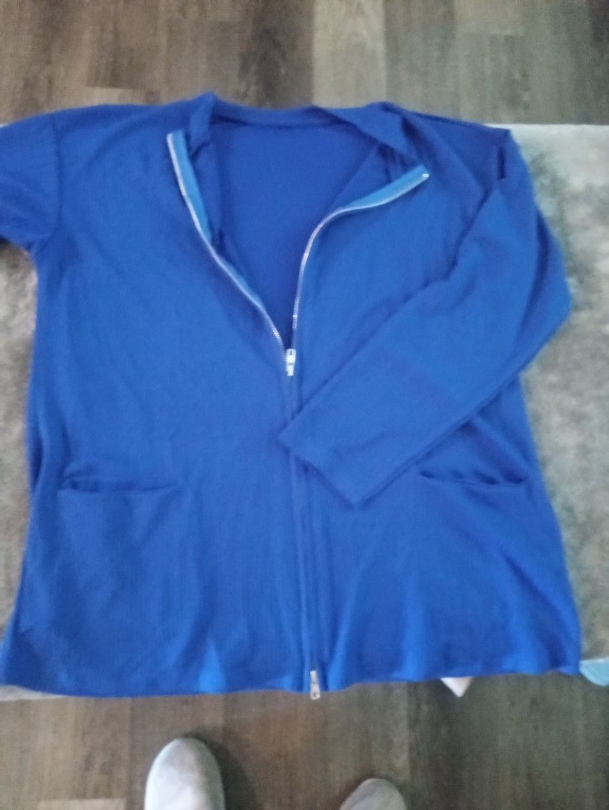 Women's Vibrant Blue Zip Up Cardigan 