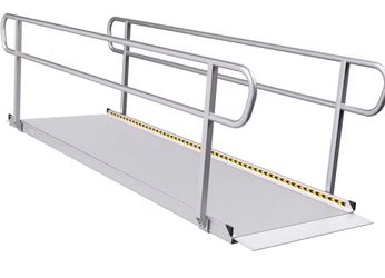 10FT Wheelchair Ramp with Dual Handrails, 1300 LBS Capacity Aluminum Anti-Slip Ramp, Wheelchair Ramps for Home Steps, Threshold & Doorways, Durable Ha