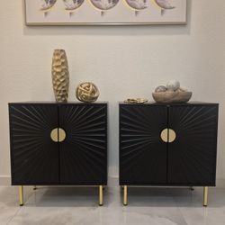 STUNNING 2 NIGHTSTANDS SIDE TABLES OR SIDEBOARD(CAN BE USED TOGHETER)BLACK & GOLD 28X16X31BRAND NEW 