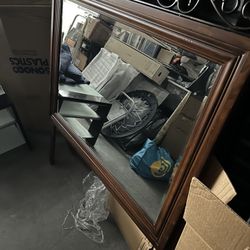 Dresser Mirror Brown Wood