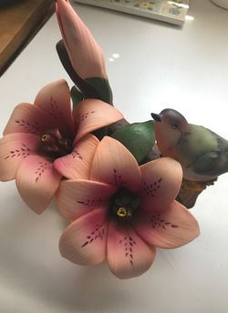 Capodimonte porcelain bird with orchids