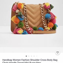 ALDO Handbag Women Fashion Shoulder Cross Body Bag Chain Handle Tassel Mini Purse . Used , Good Conditions And Clean