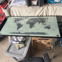 World Map Glass Desk