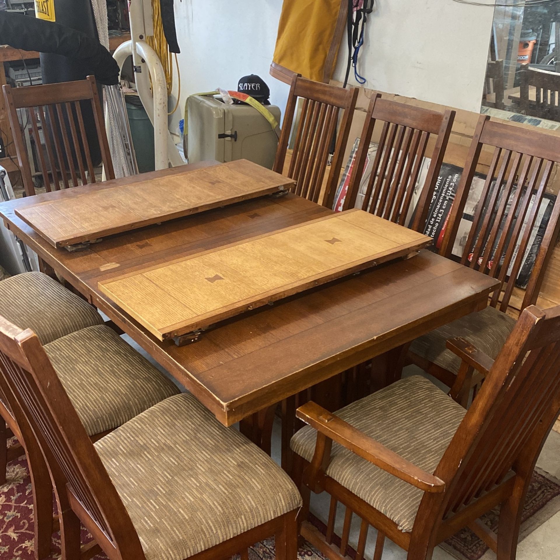 Antique Solid Wood Dining Room Table Set 