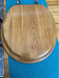 Vintage Solid Wood Toilet Seat Cover with Brass Hinges /Hardware